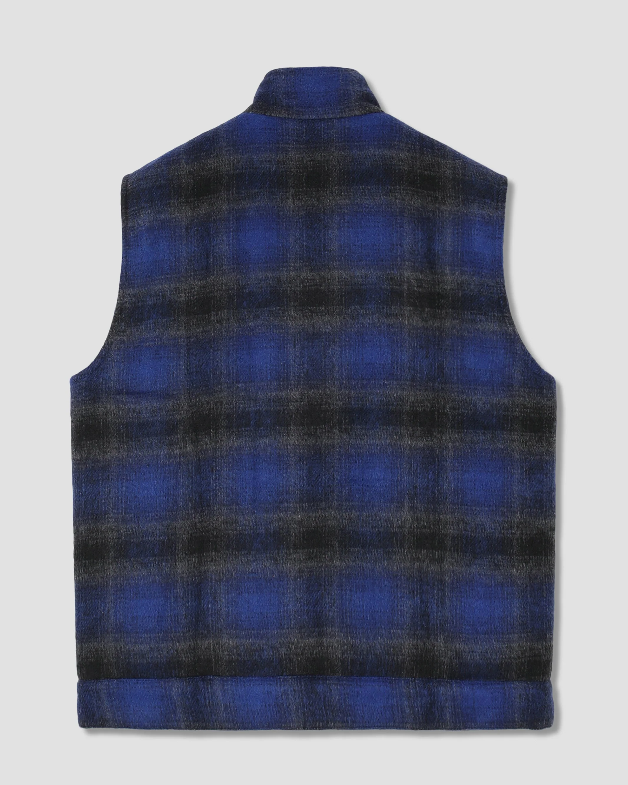 Down Plaid Vest - Navy - Image 3