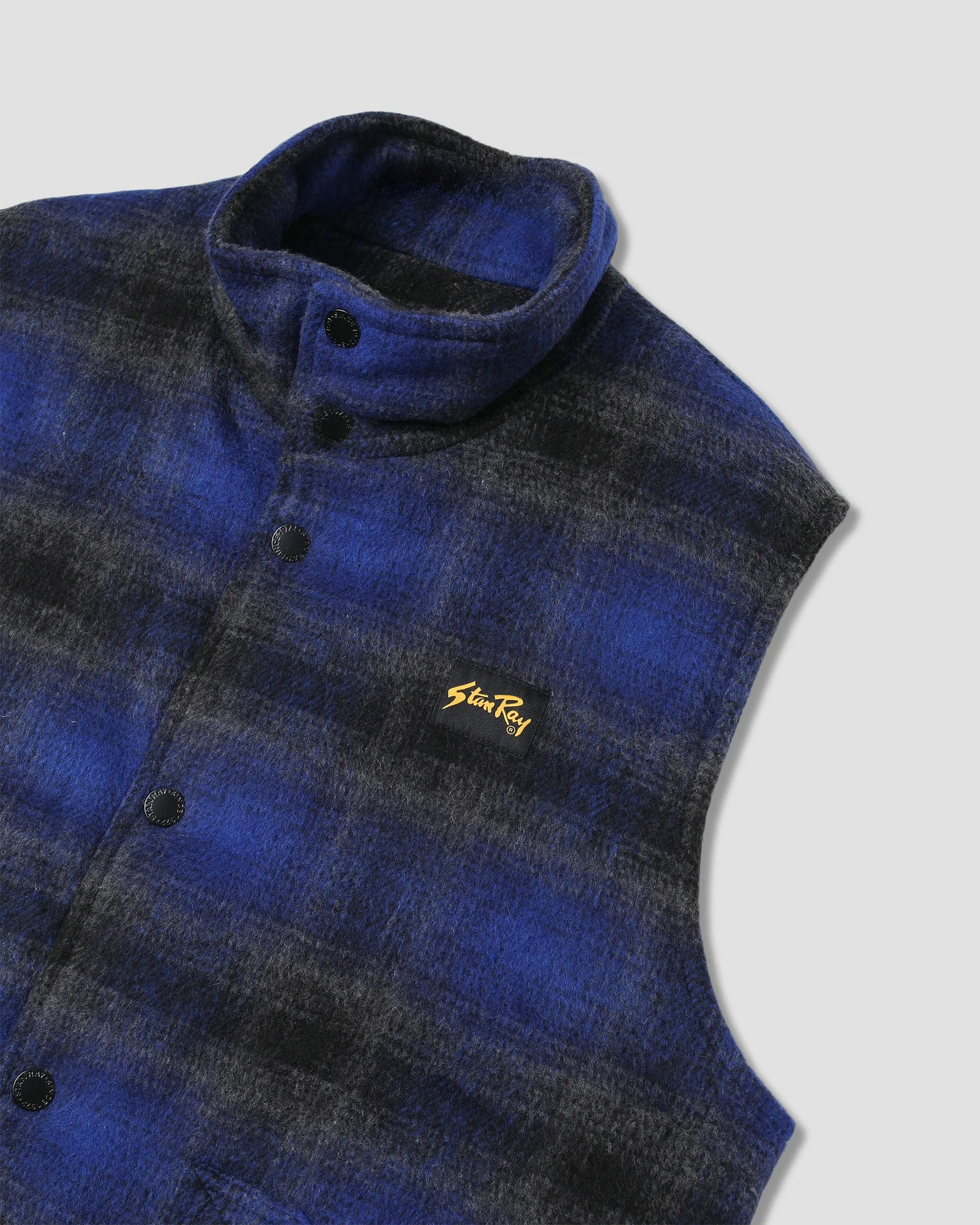 Down Plaid Vest - Navy - Image 6
