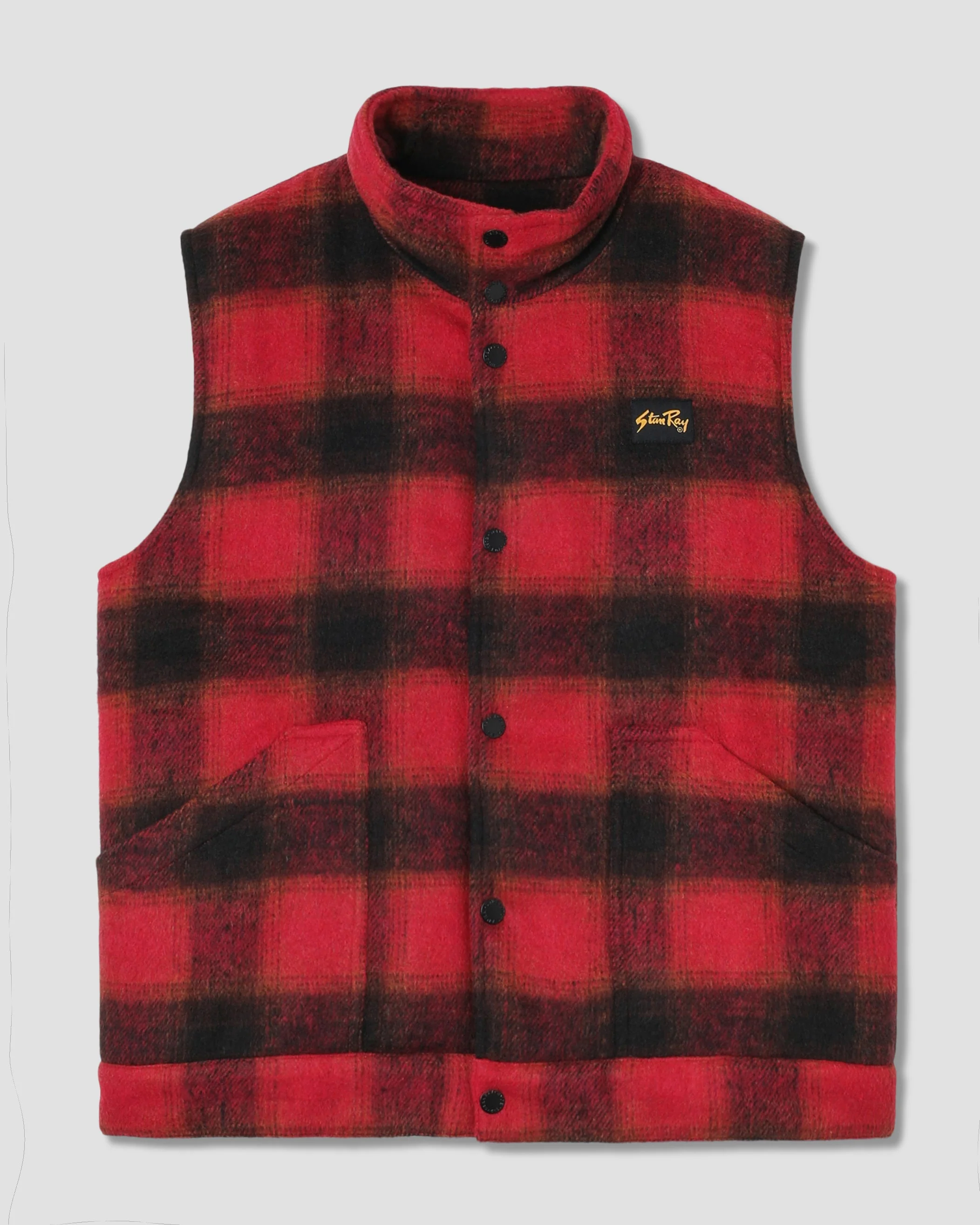 Down Plaid Vest - Red - Image 2