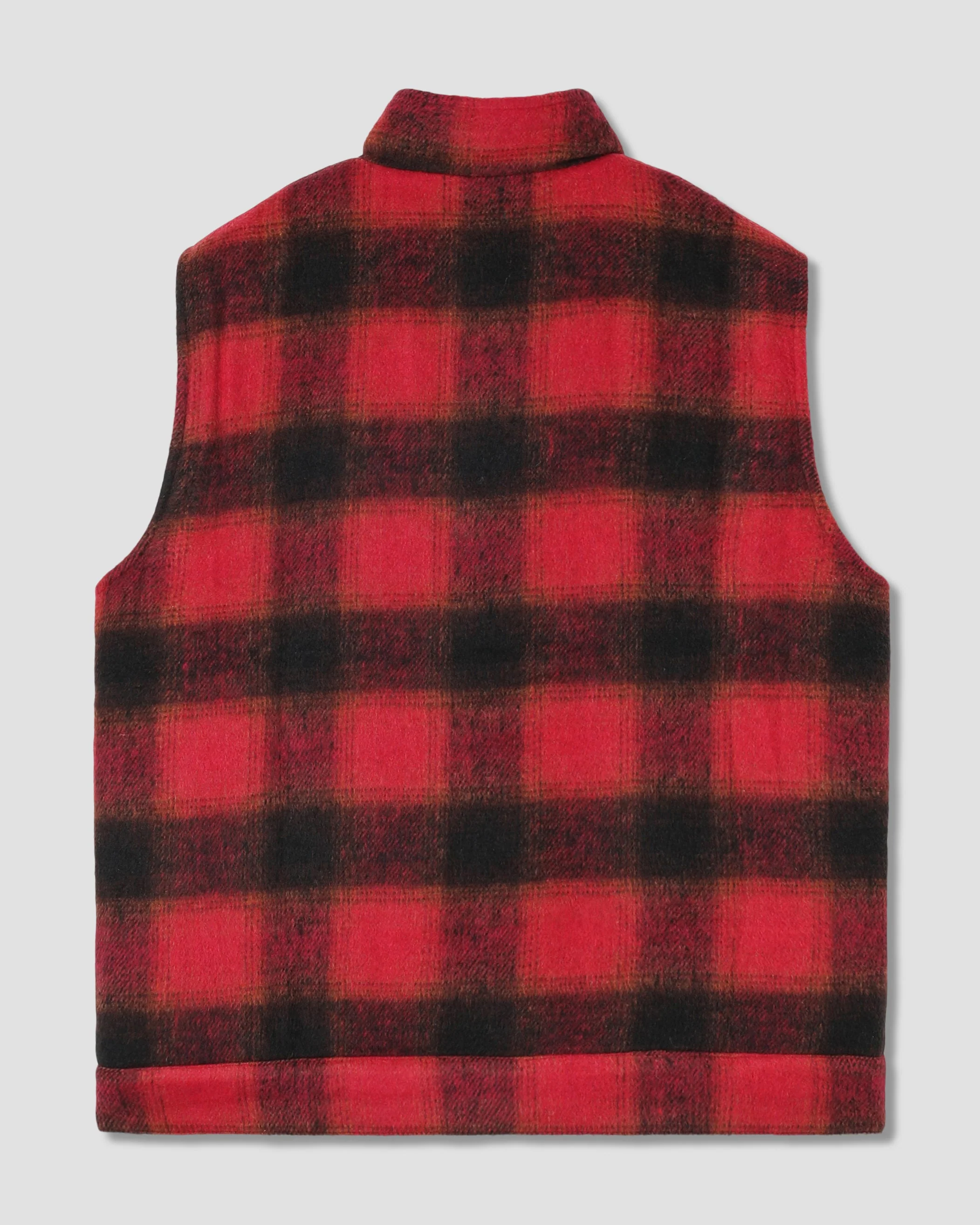 Down Plaid Vest - Red - Image 3