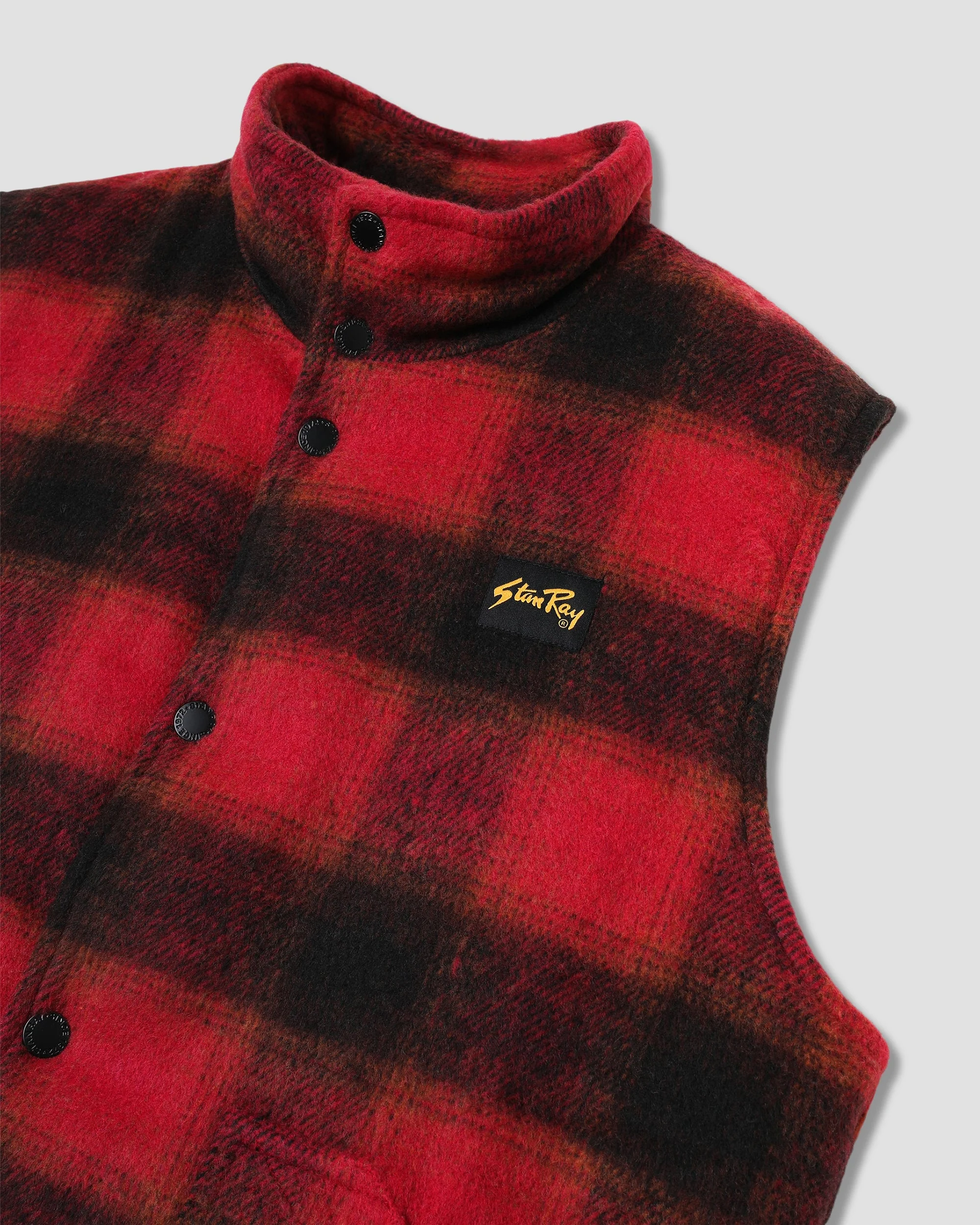 Down Plaid Vest - Red - Image 6