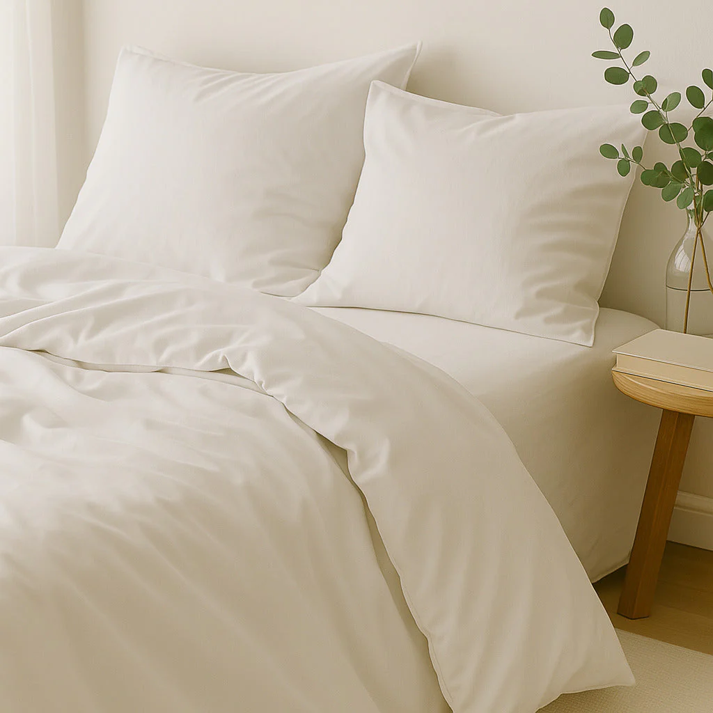 Drap Housse - Satin Lavé De Coton Bio - Blanc - Gaia - Image 4