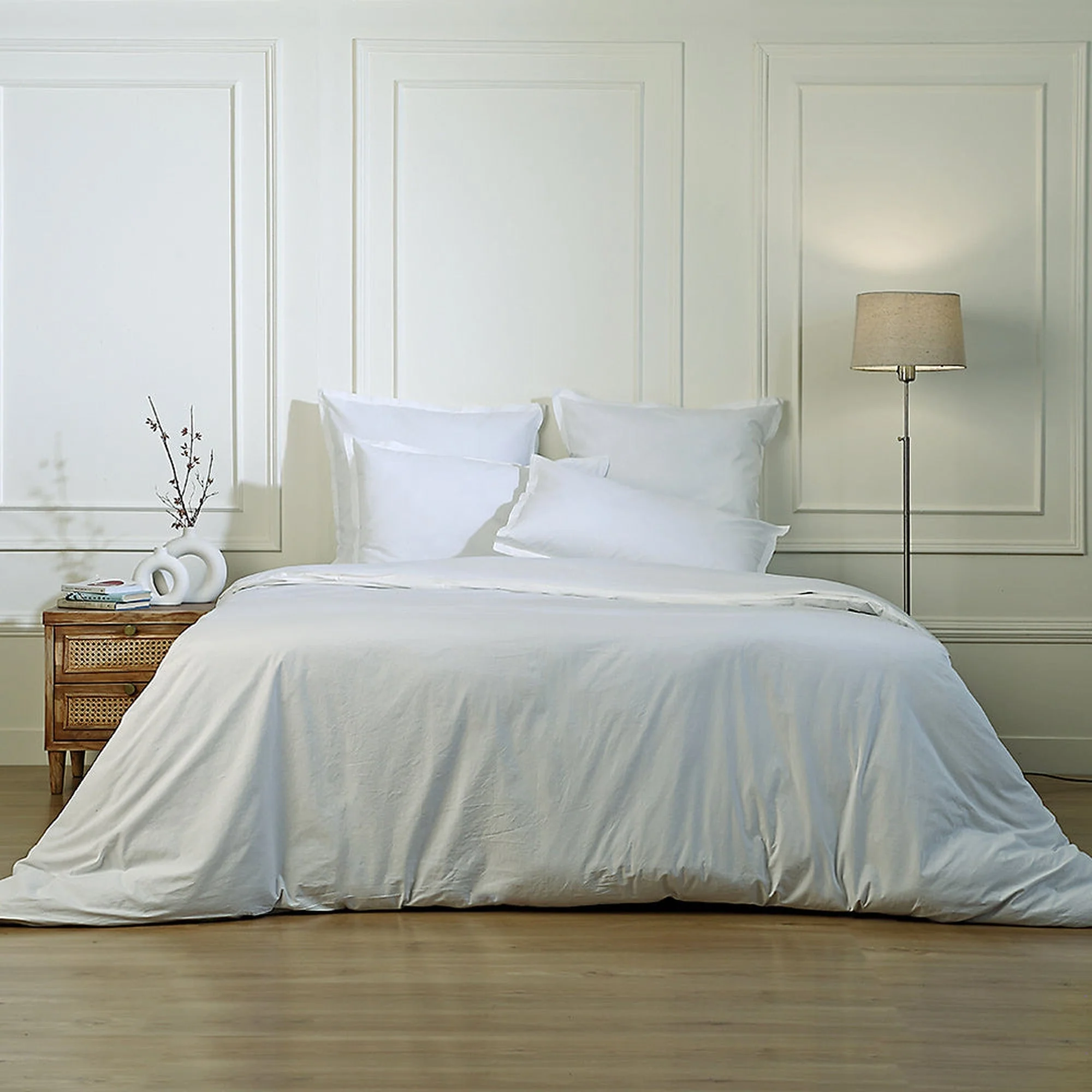 Drap Housse - Coton Lavé - Blanc - Luna - Image 2