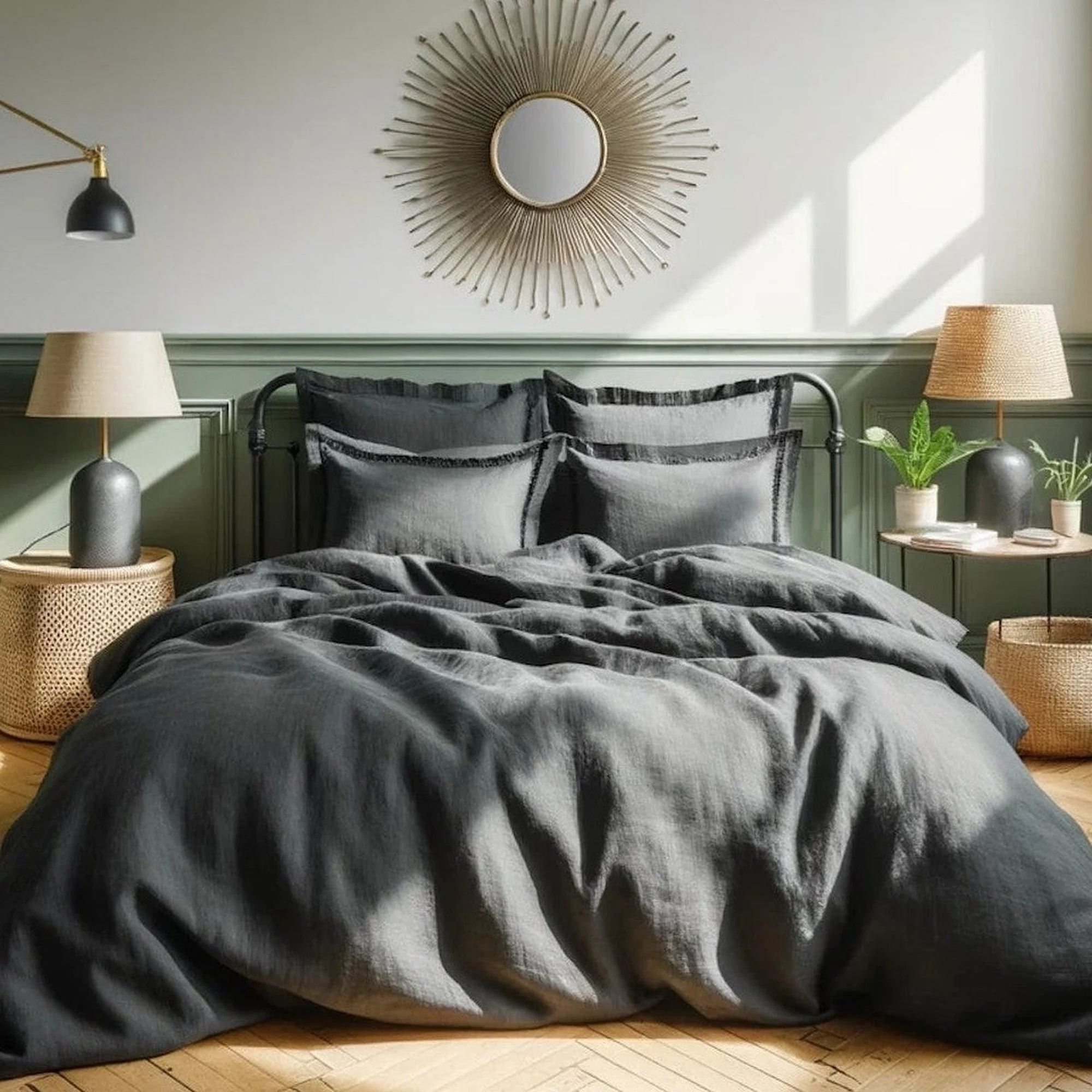 Drap Housse - Lin Lavé - Caviar - Hortense - Image 2