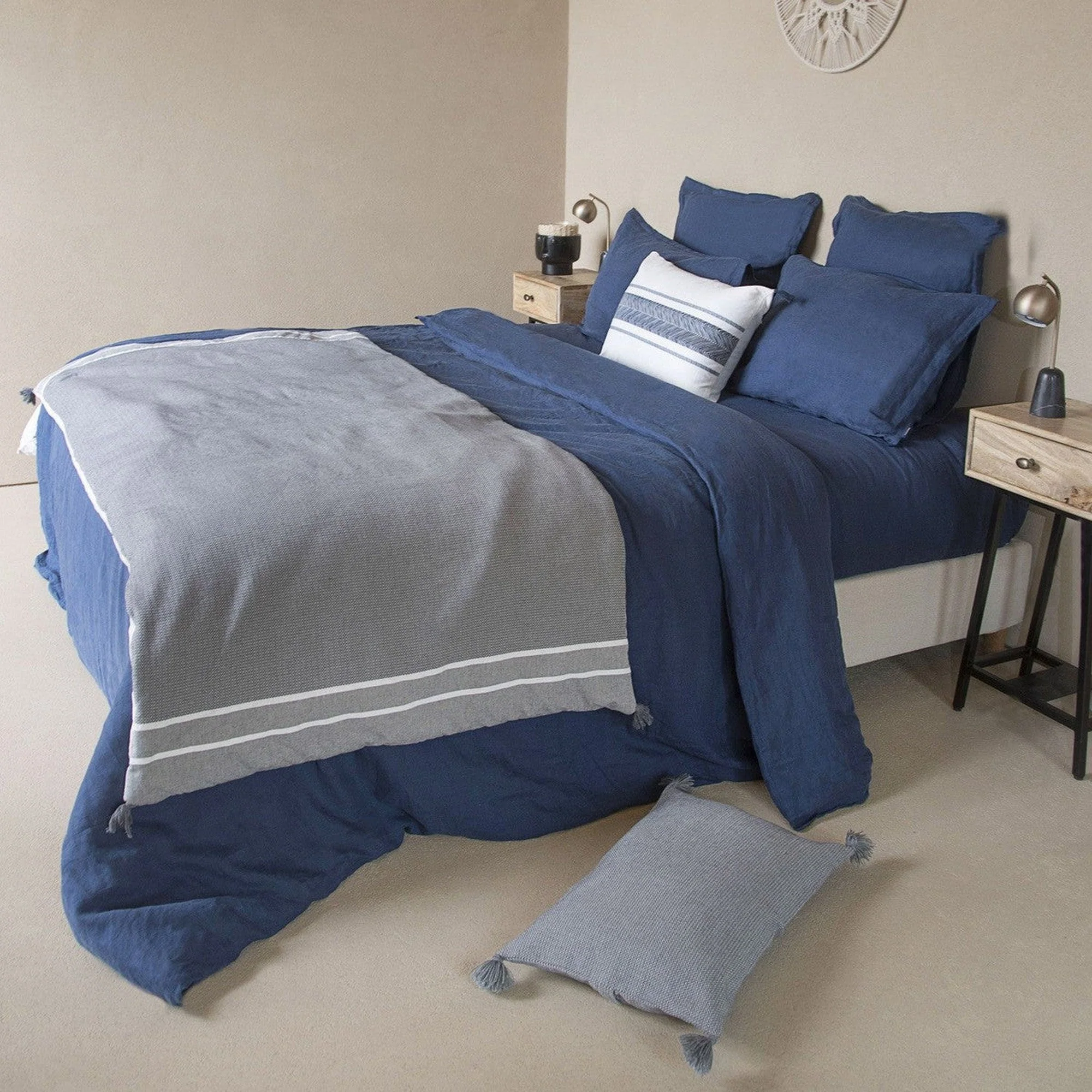 Drap Housse - Lin Lavé - Bleu Indigo - Hortense - Image 11