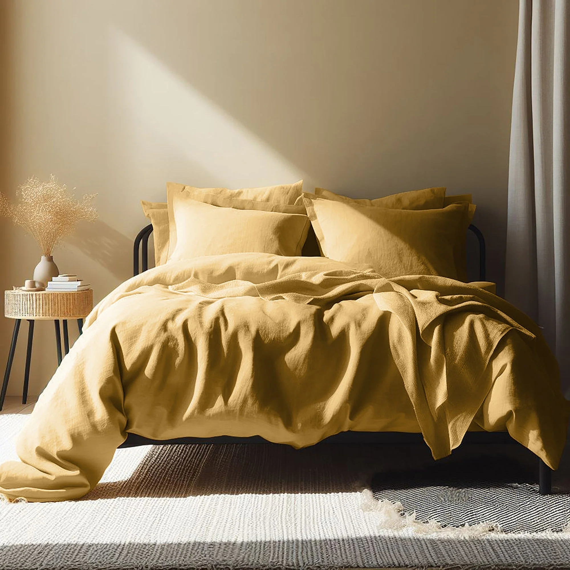 Drap Housse - Lin Lavé - Jaune Curcuma - Hortense - Image 13