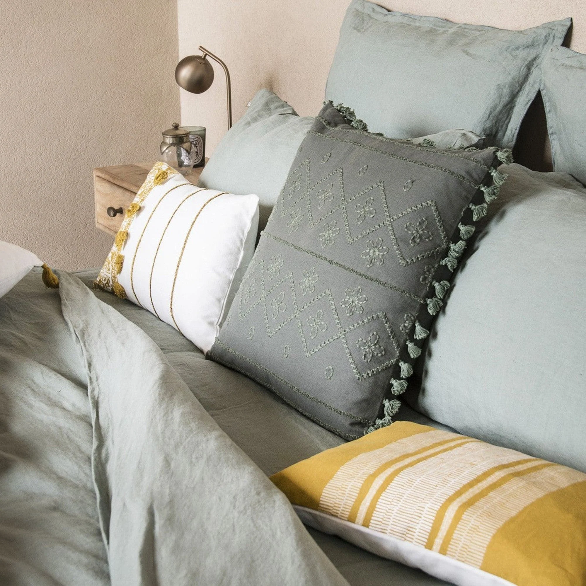Drap Housse - Lin Lavé - Vert Pistache - Hortense - Image 15