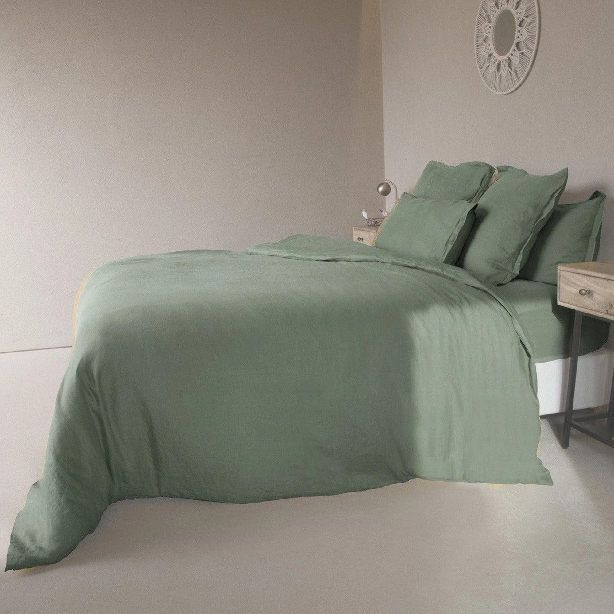 Drap Housse - Lin Lavé - Vert Pistache - Hortense - Image 6