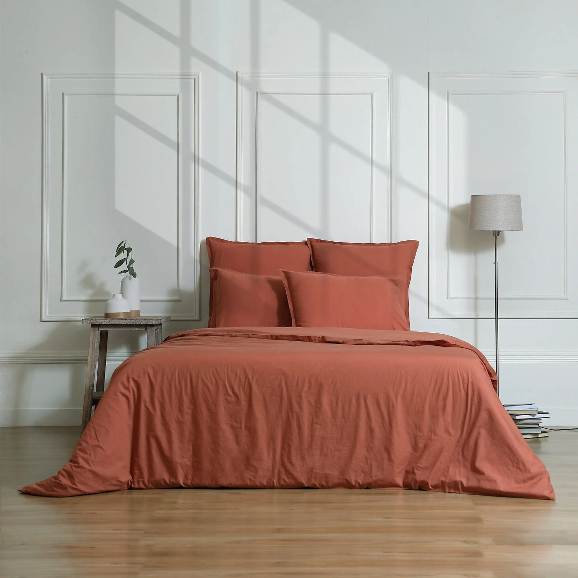 Drap Housse - Percale De Coton - Rouge Toscane - Nina - Image 2