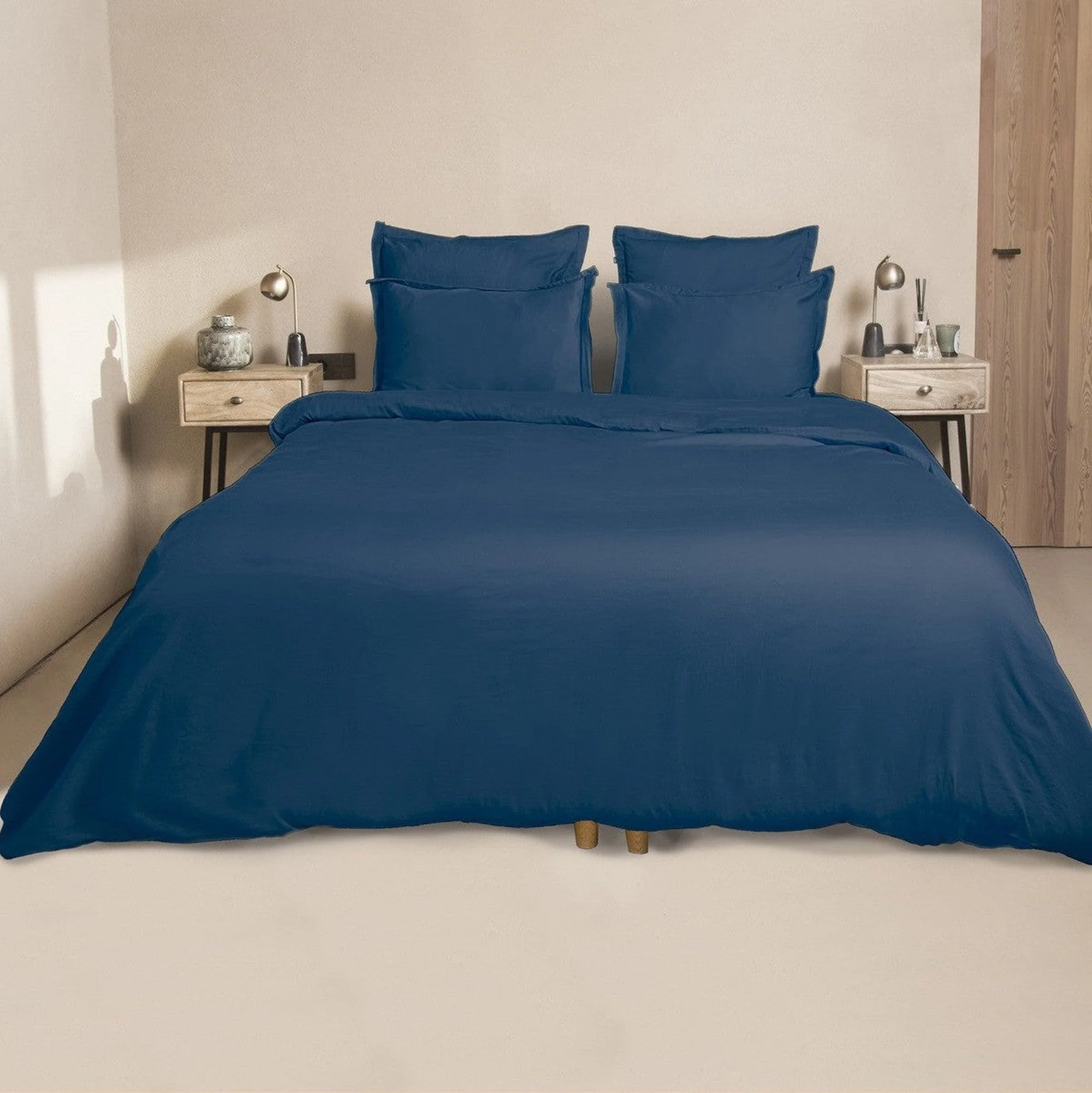 Drap Housse - Satin De Coton - Bleu Indigo - Julia - Image 11