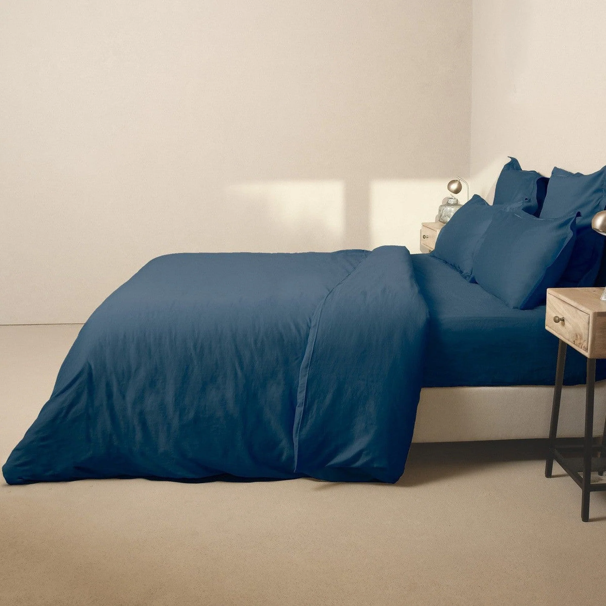 Drap Housse - Satin De Coton - Bleu Indigo - Julia - Image 12