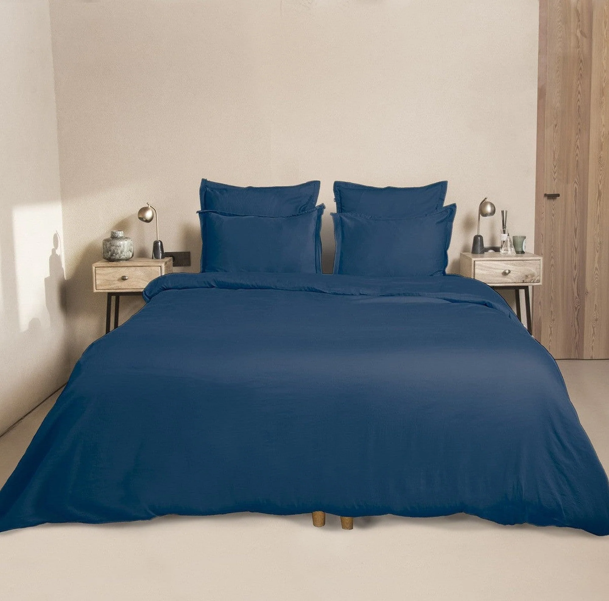 Drap Housse - Satin De Coton - Bleu Indigo - Julia - Image 14