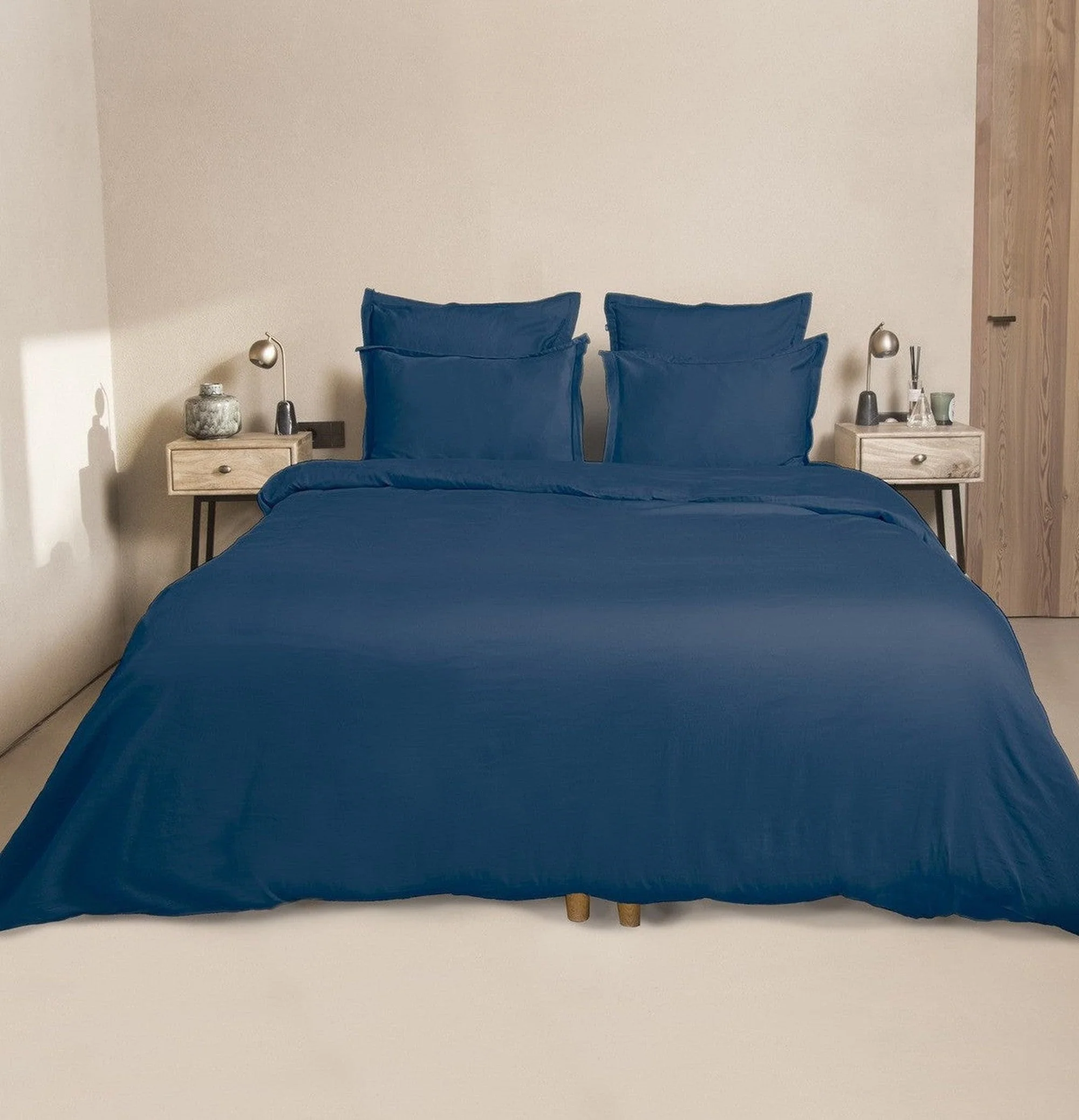 Drap Housse - Satin De Coton - Bleu Indigo - Julia - Image 5