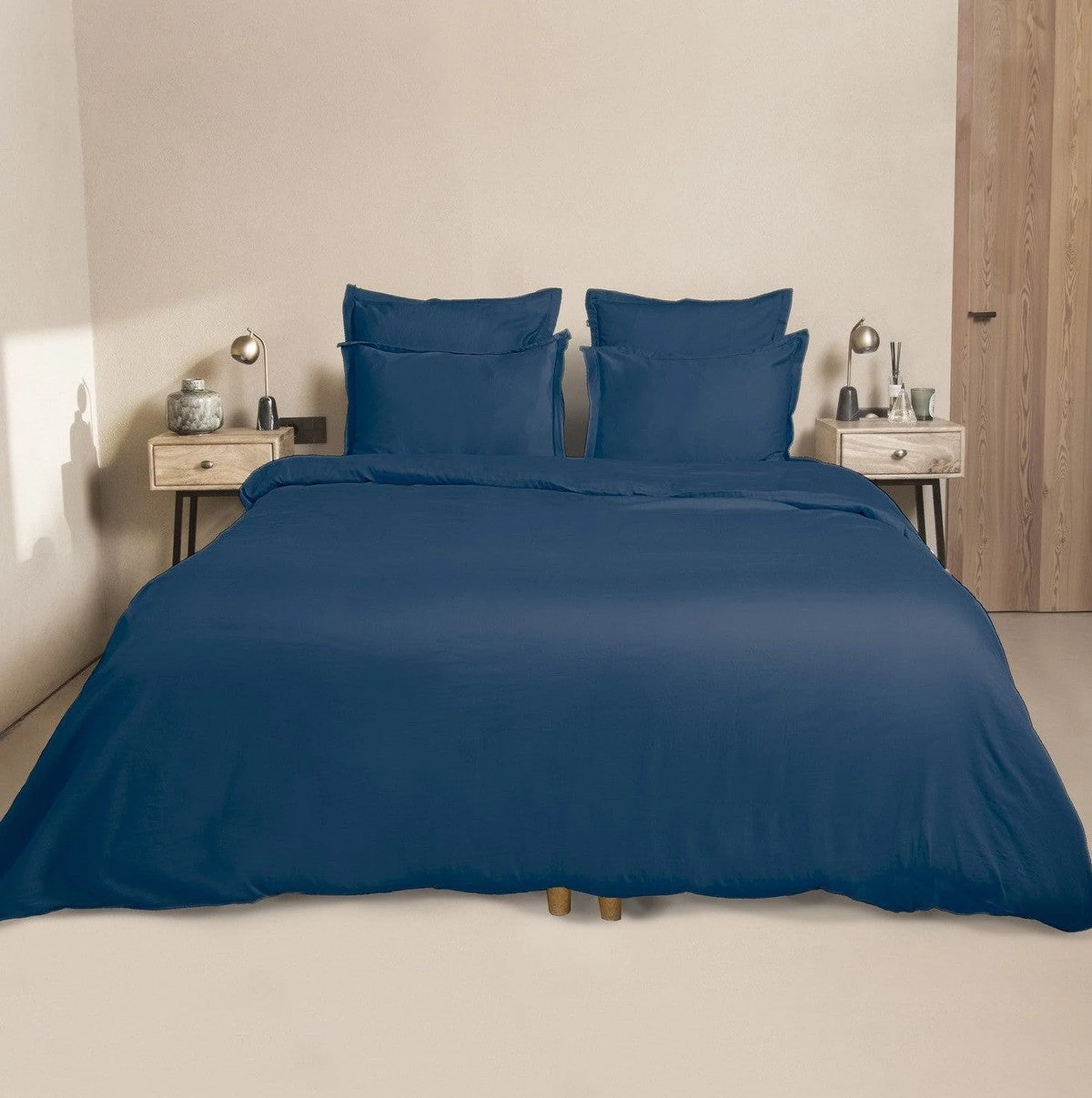 Drap Housse - Satin De Coton - Bleu Indigo - Julia - Image 8