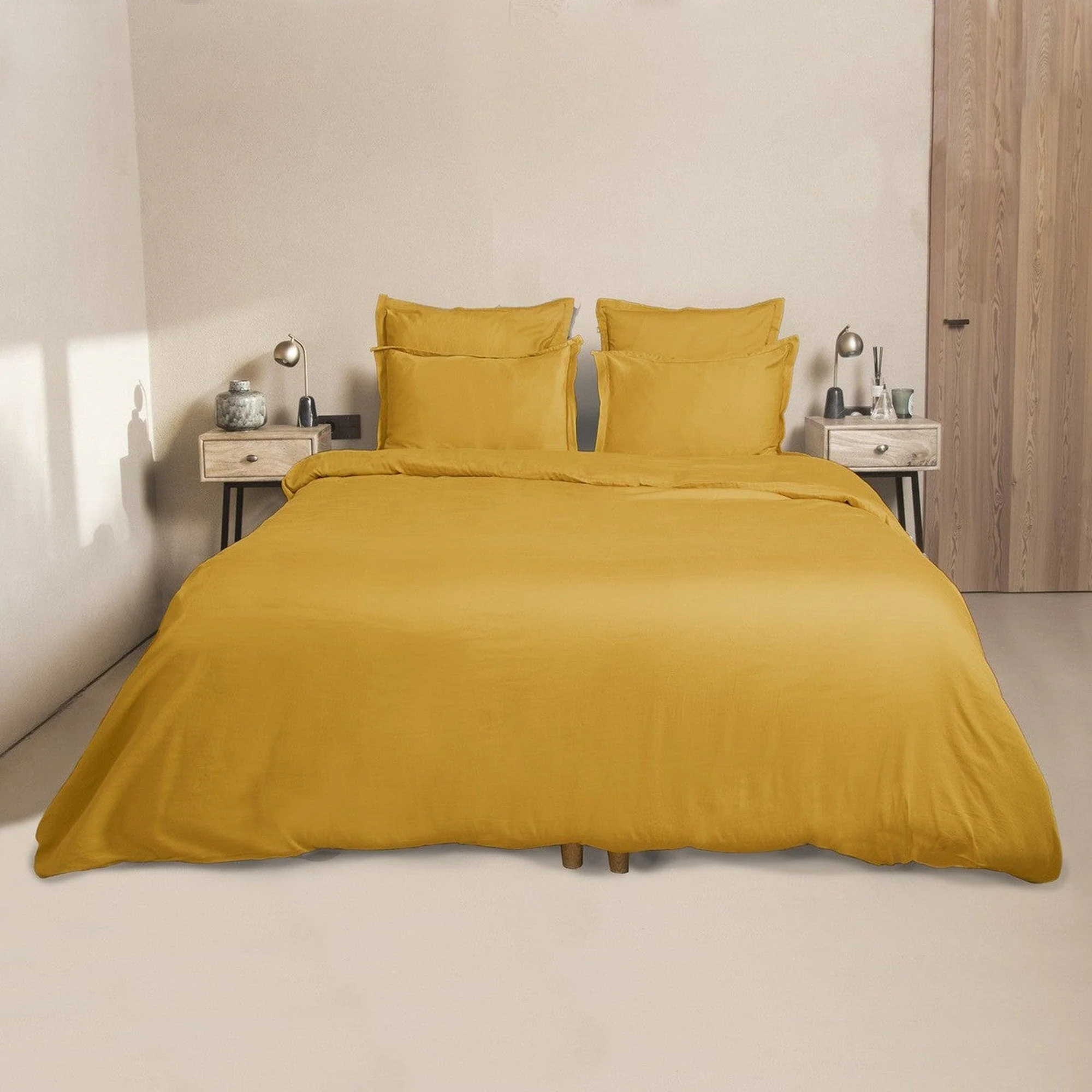 Drap Housse - Satin De Coton - Jaune Moutarde - Julia - Image 17