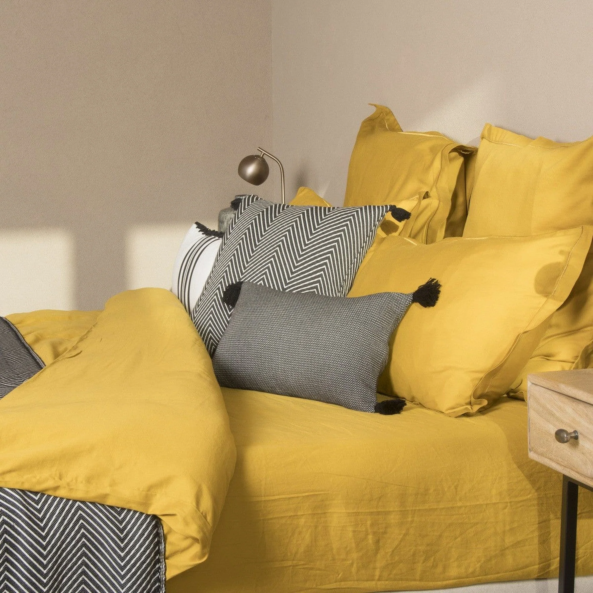 Drap Housse - Satin De Coton - Jaune Moutarde - Julia - Image 20