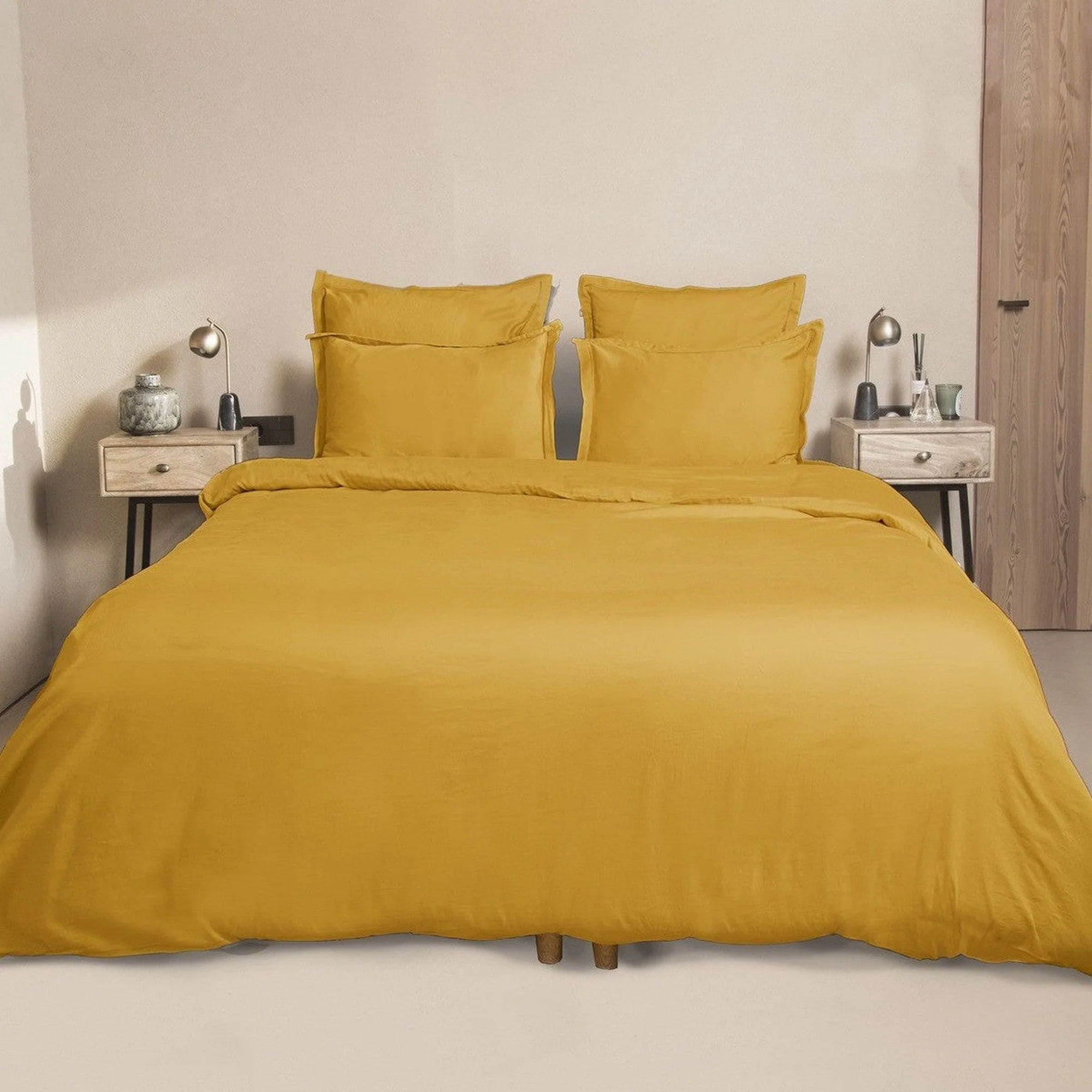 Drap Housse - Satin De Coton - Jaune Moutarde - Julia - Image 5