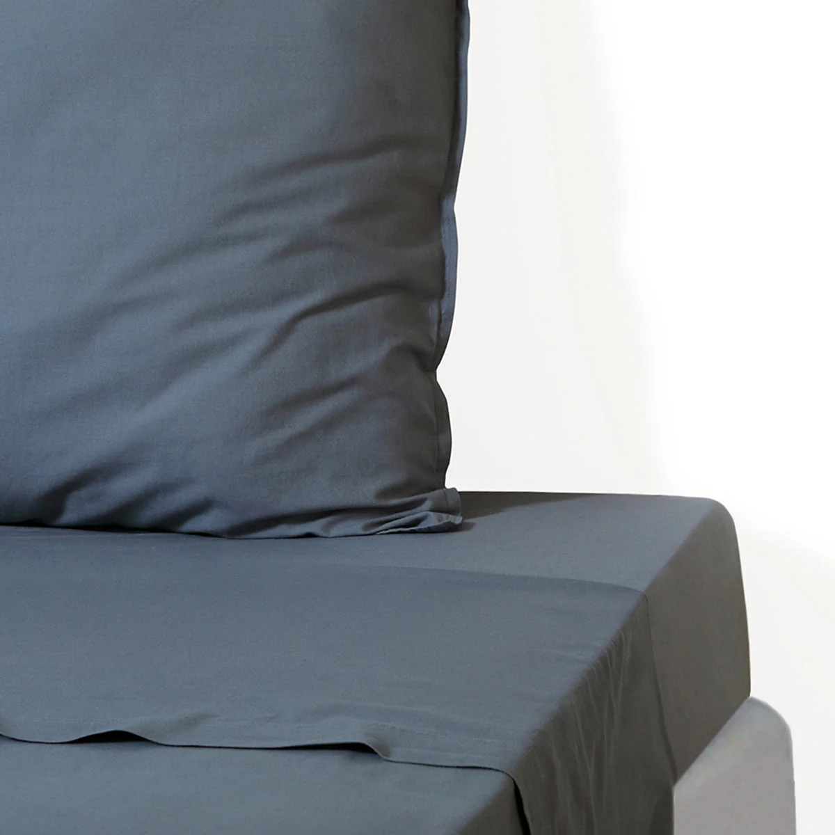 Drap Plat - Coton Lavé - Bleu Orage - Luna - Image 6