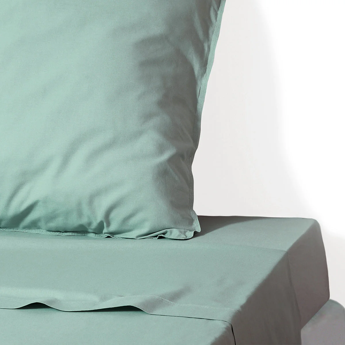Drap Plat - Coton Lavé - Vert Céladon - Luna - Image 6
