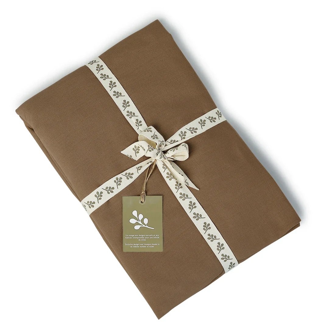 Drap Plat - Coton Lavé - Noisette - Luna - Image 2