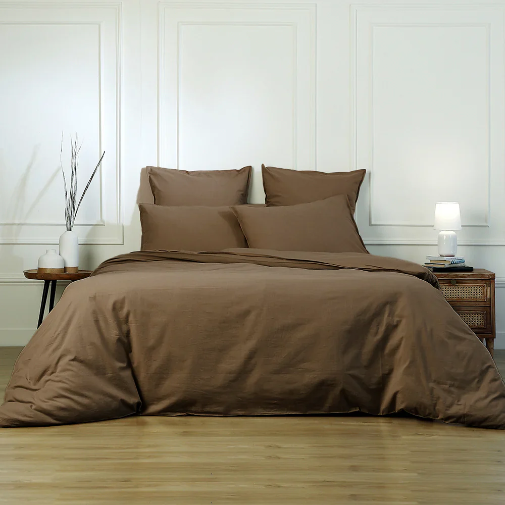 Drap Plat - Coton Lavé - Noisette - Luna - Image 3