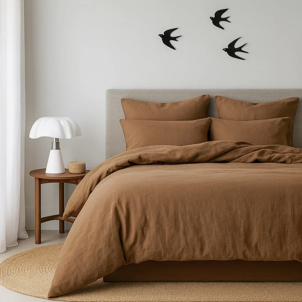 Drap Plat - Coton Lavé - Noisette - Luna - Image 5