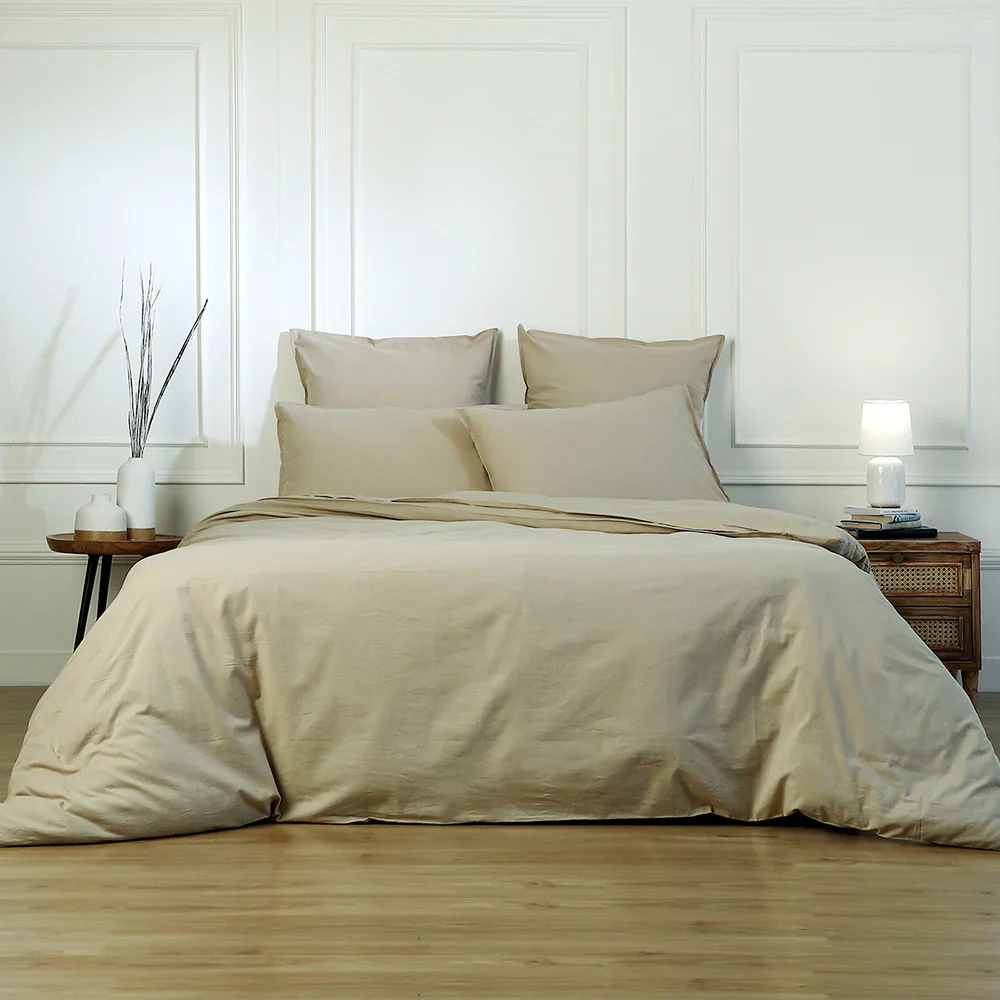 Drap Plat - Coton Lavé - Sable - Luna - Image 3