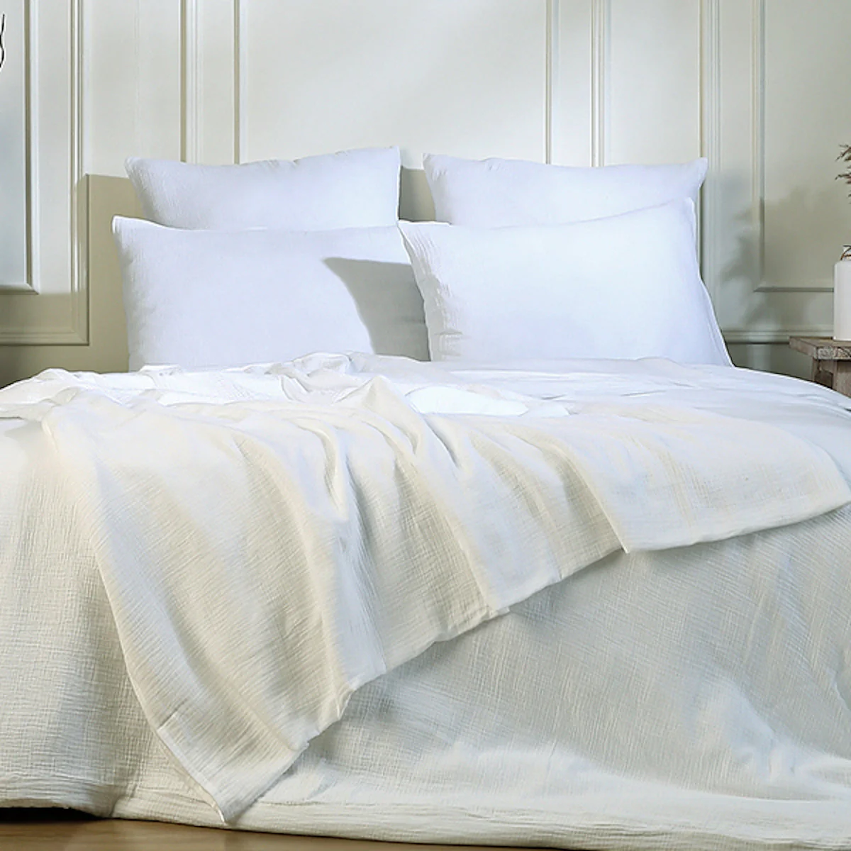 Drap Plat - Gaze De Coton - Blanc - Carla - Image 4