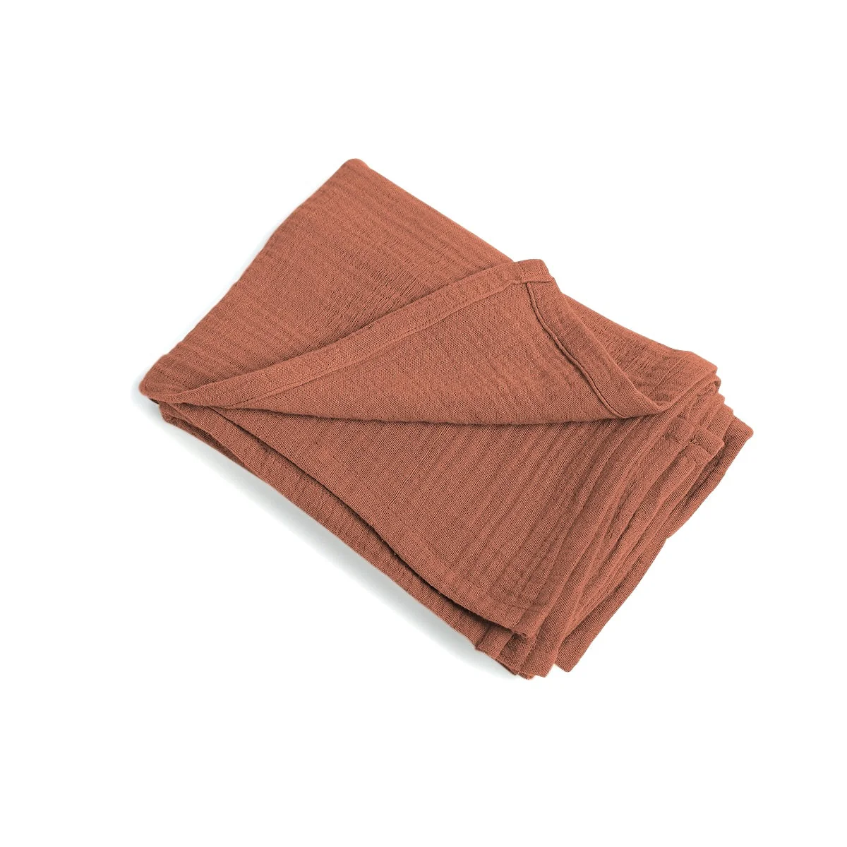 Drap Plat - Gaze De Coton - Rouge Toscane - Carla - Image 2