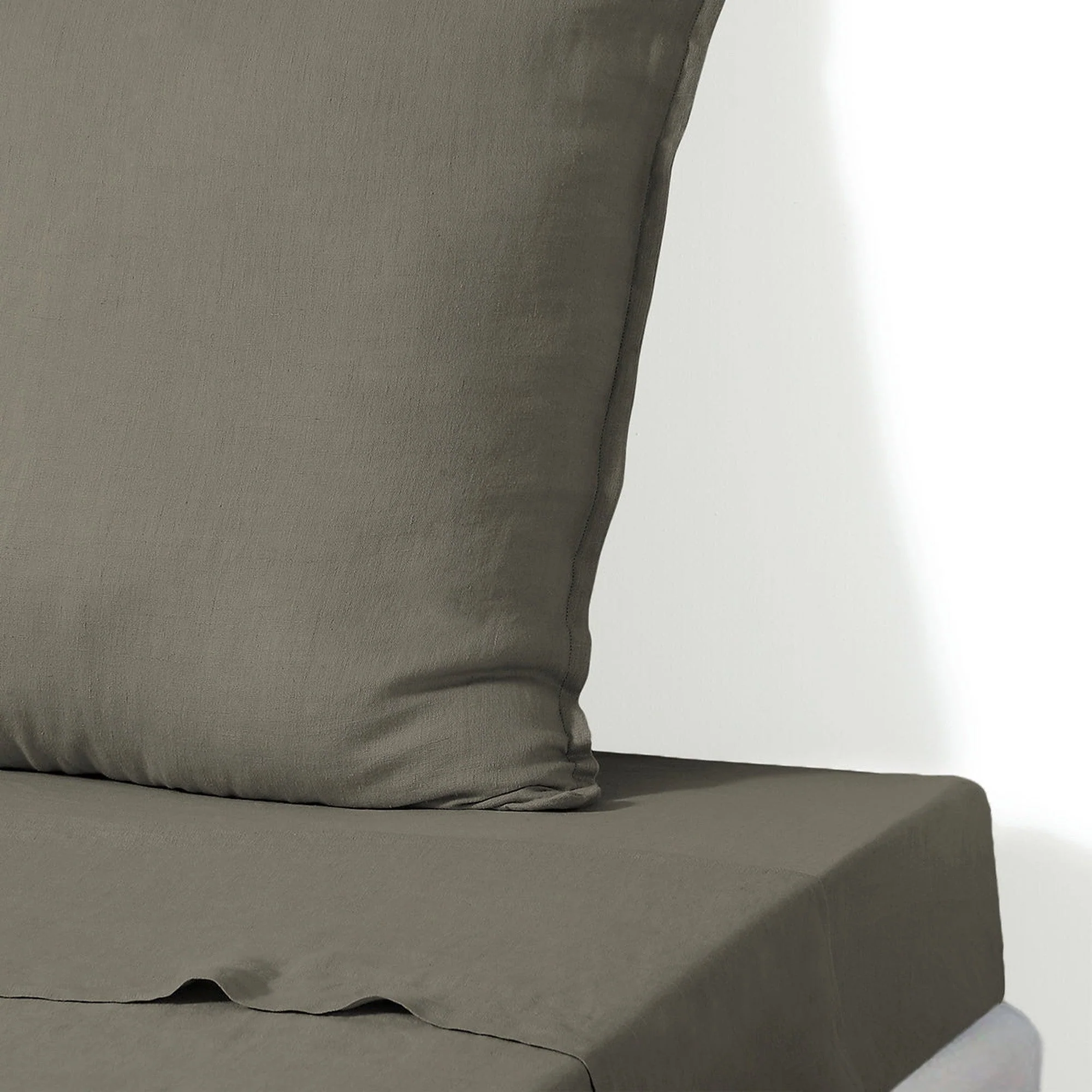 Drap Plat - Lin Lavé - Vert Kaki - Camille - Image 2