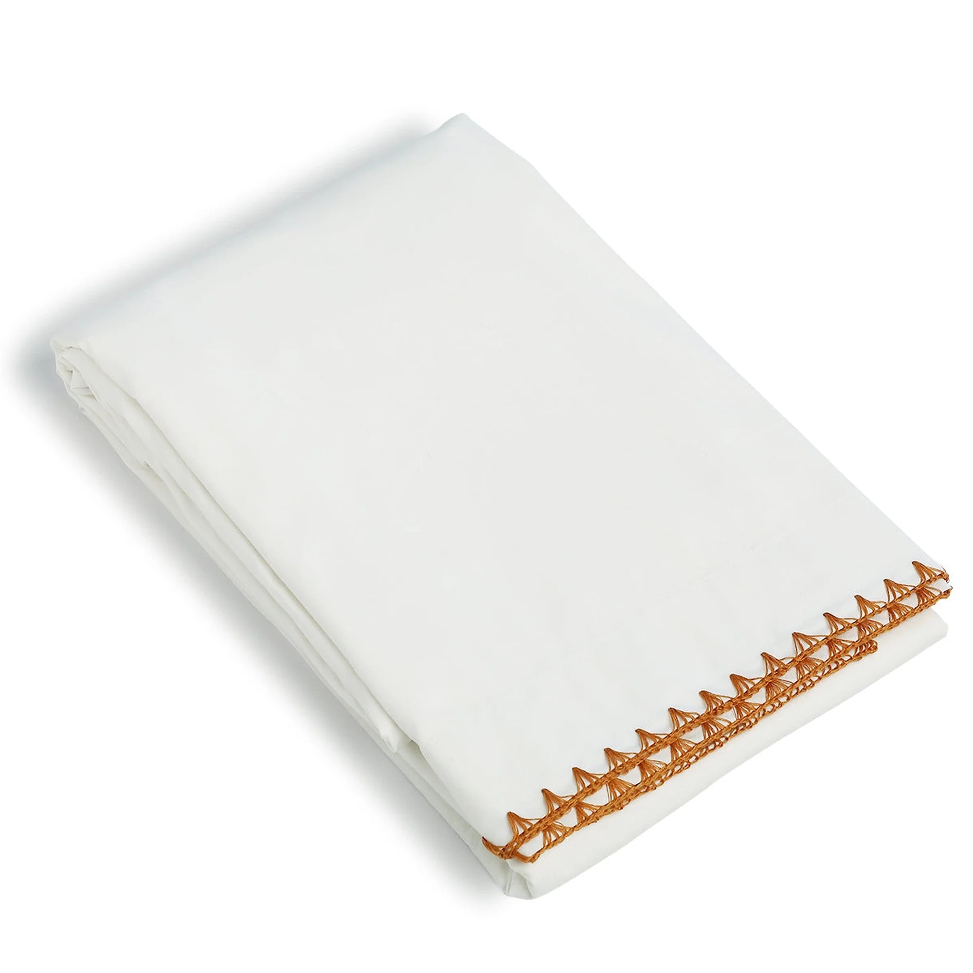 Drap Plat - Percale De Coton - Blanc / Caramel - Zoé - Image 2