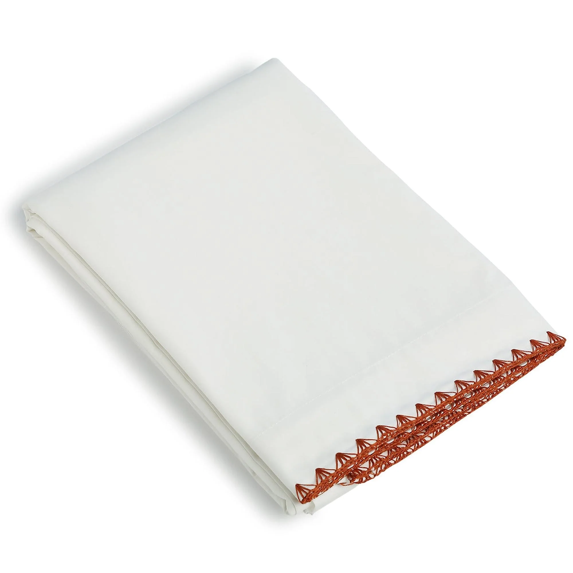 Drap Plat - Percale De Coton - Blanc / Rouge - Zoé - Image 3