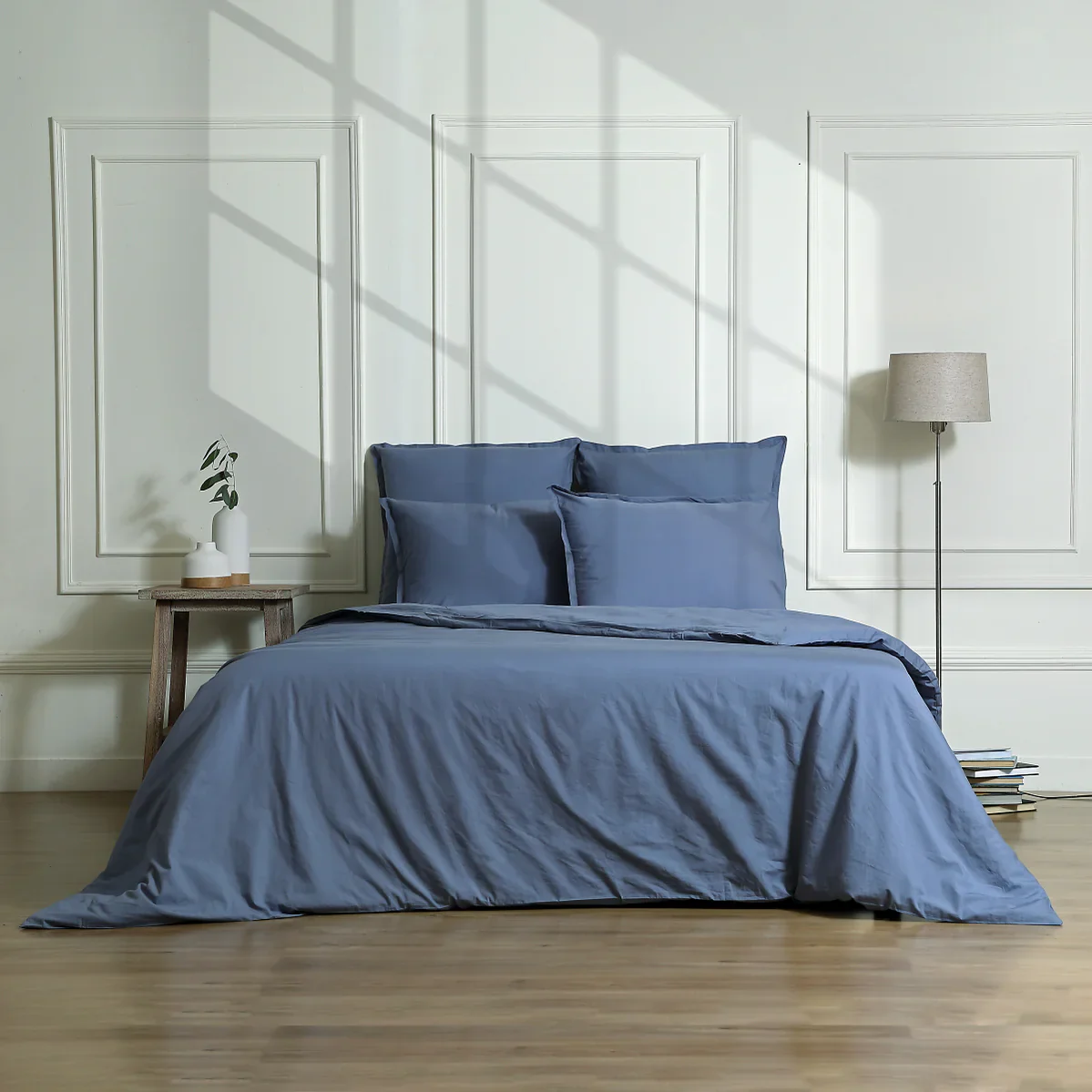 Drap Plat - Percale De Coton - Bleu Denim - Nina - Image 4