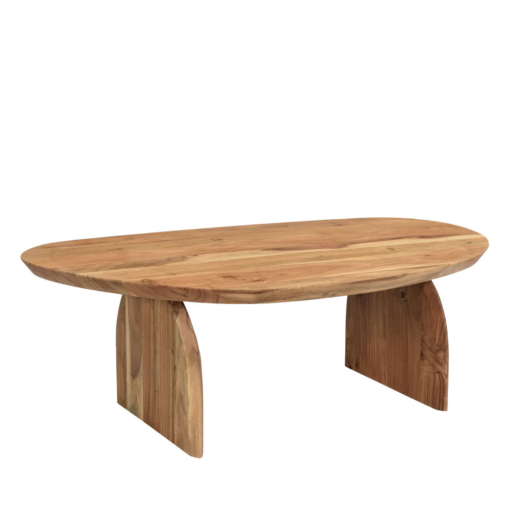 Malang - Table Basse Organique - Bois Massif Acacia - Bois foncé - Image 3