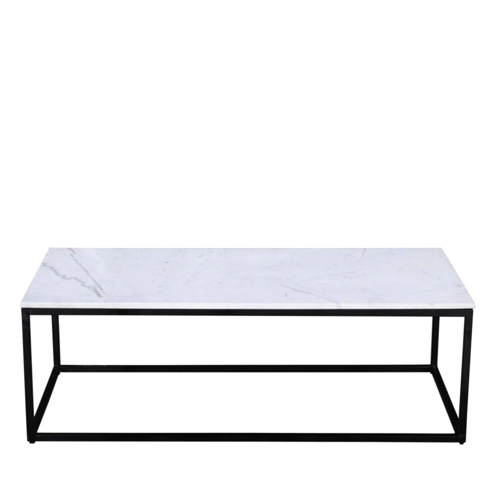 Saku - Table Basse En Marbre Et Métal - Blanc - Image 2