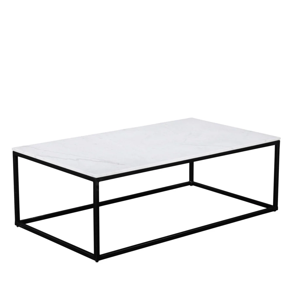 Saku - Table Basse En Marbre Et Métal - Blanc - Image 6