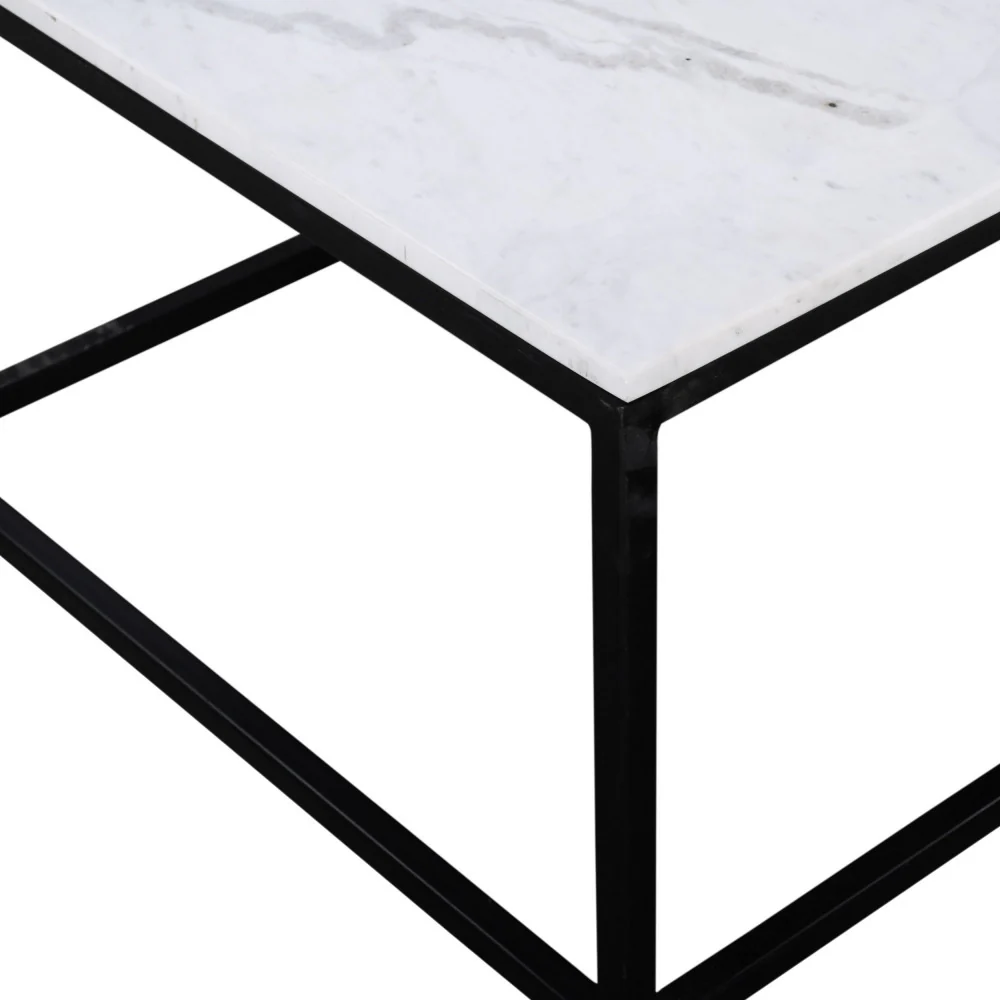 Saku - Table Basse En Marbre Et Métal - Blanc - Image 8