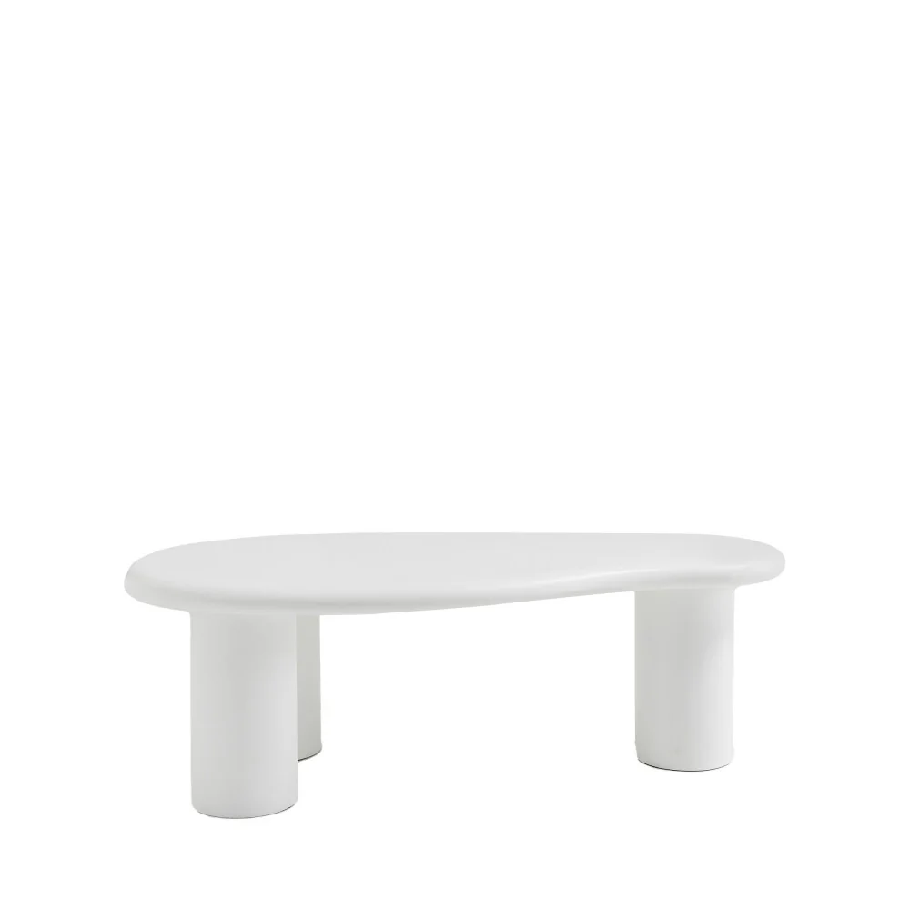 Luna - Table Basse Organique - Fibre De Ciment - Blanc - Image 2