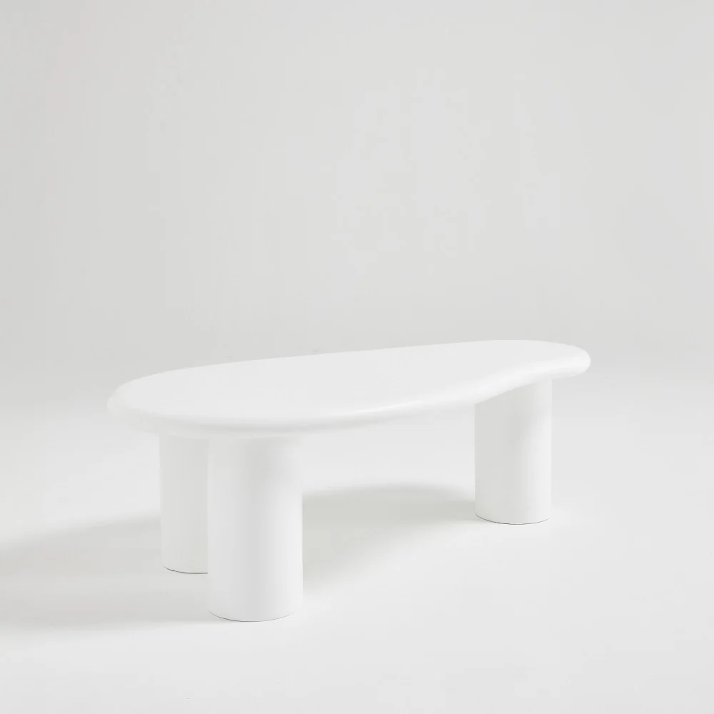 Luna - Table Basse Organique - Fibre De Ciment - Blanc - Image 3