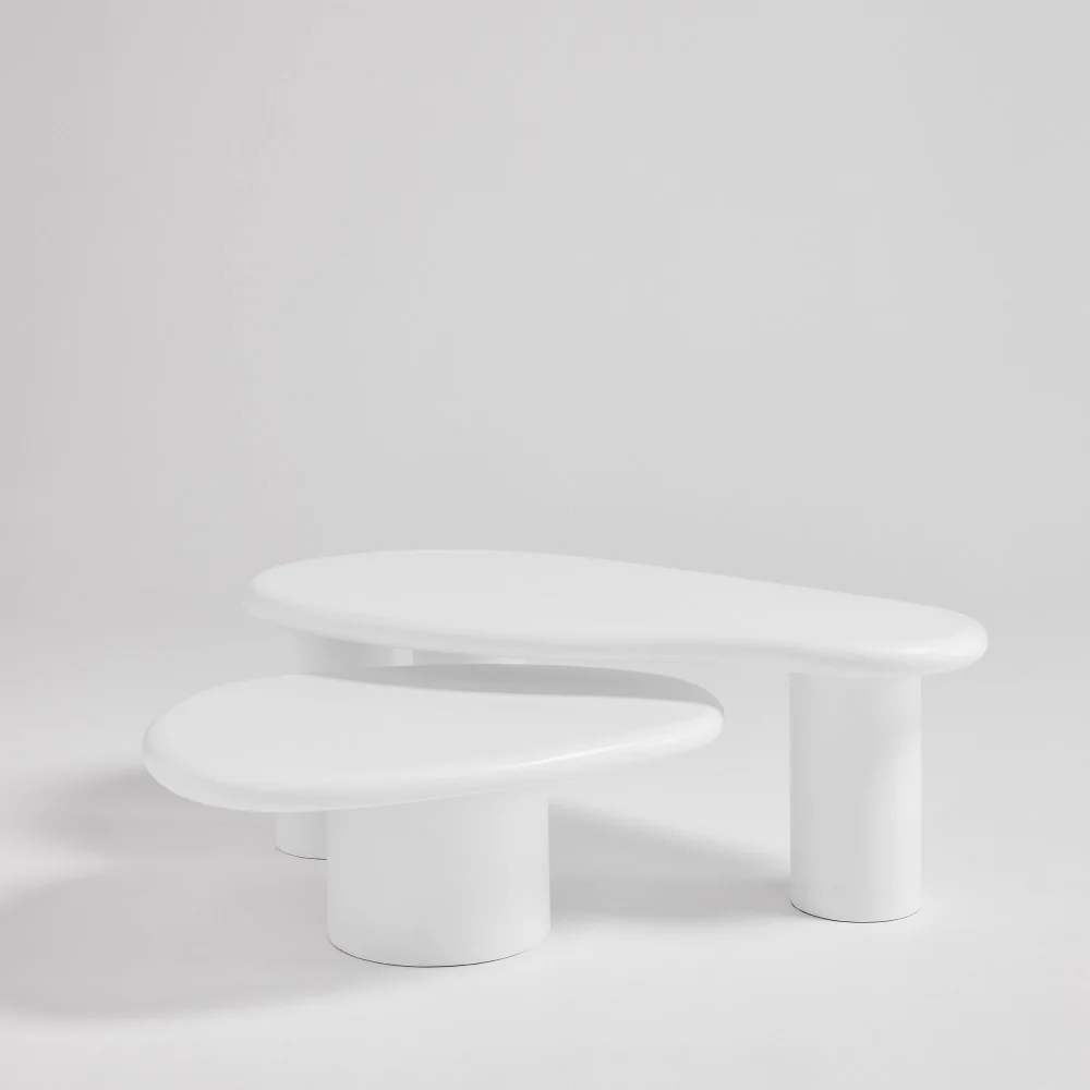Luna - Table Basse Organique - Fibre De Ciment - Blanc - Image 5