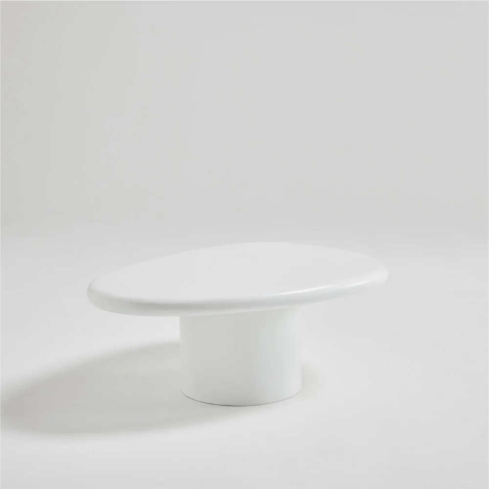 Luna - Table Basse Organique - Fibre De Ciment - Blanc - Image 2