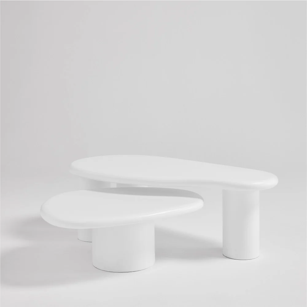 Luna - Table Basse Organique - Fibre De Ciment - Blanc - Image 6