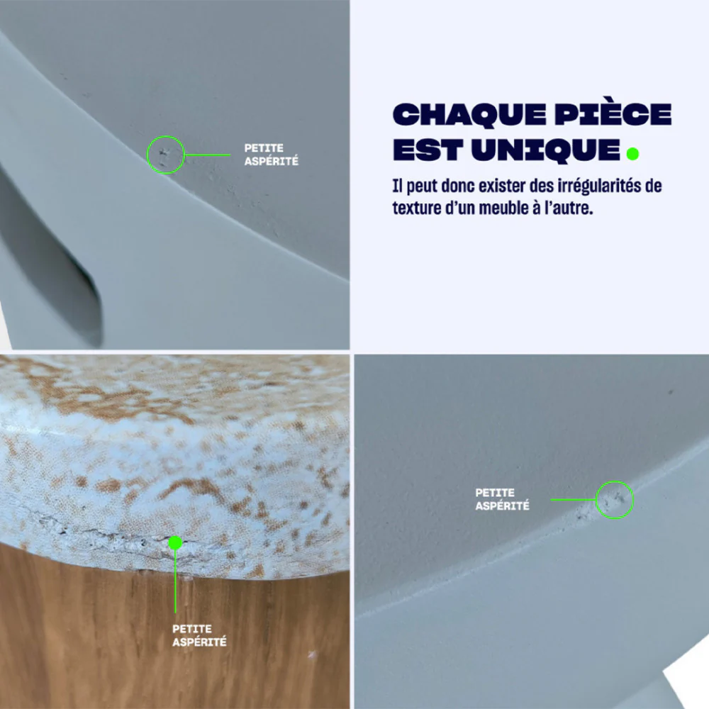 Lipali - Table Basse En Et Bois - Effet Travertin - Beige - Image 6