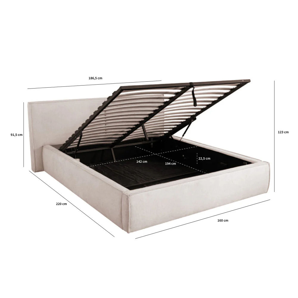 Libéria - Lit Coffre - Tissu - Écru - Image 9