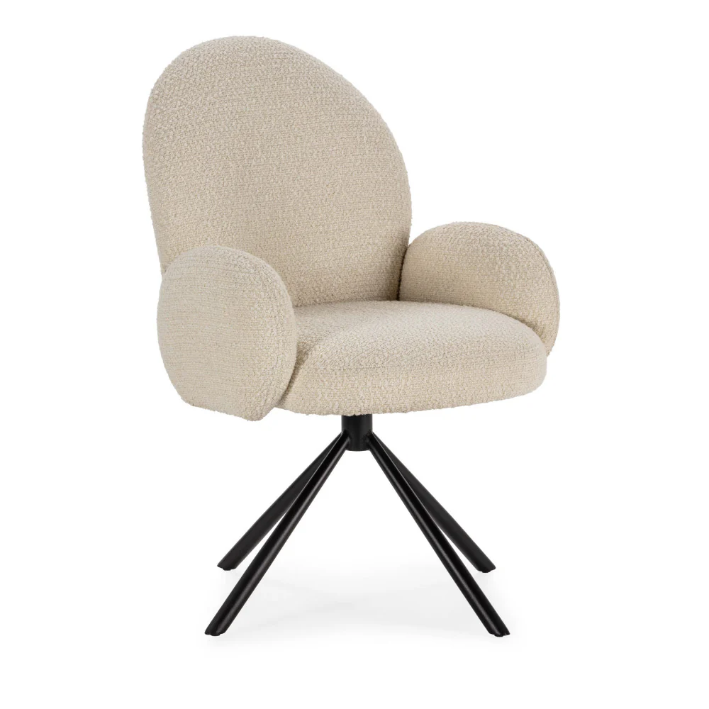 Douro - Chaise De Bureau - Tissu Bouclette & Métal - Écru - Image 2