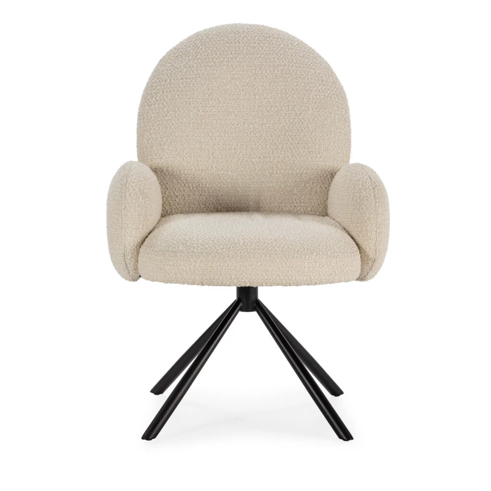 Douro - Chaise De Bureau - Tissu Bouclette & Métal - Écru - Image 3