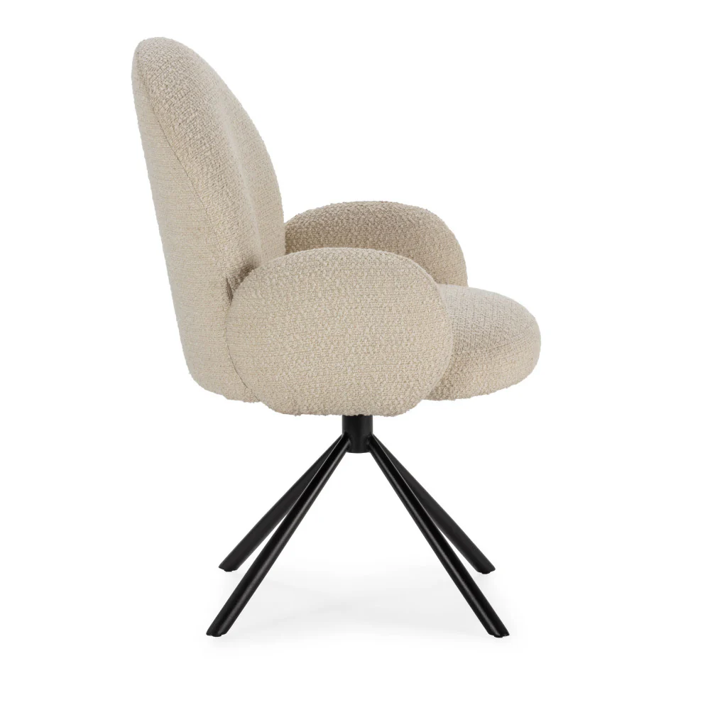 Douro - Chaise De Bureau - Tissu Bouclette & Métal - Écru - Image 4