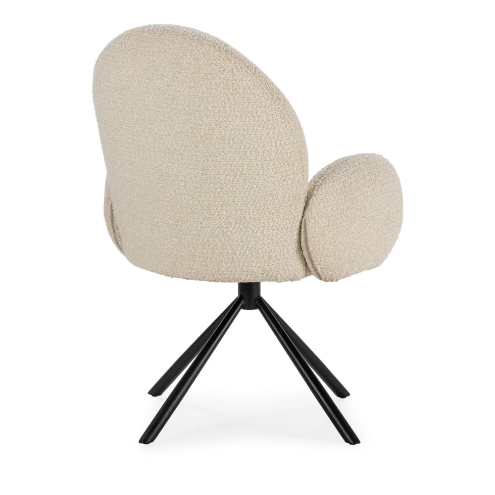 Douro - Chaise De Bureau - Tissu Bouclette & Métal - Écru - Image 5