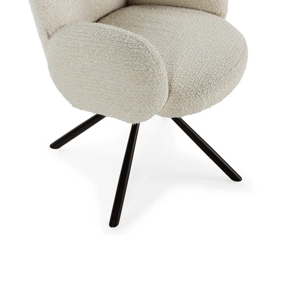 Douro - Chaise De Bureau - Tissu Bouclette & Métal - Écru - Image 6
