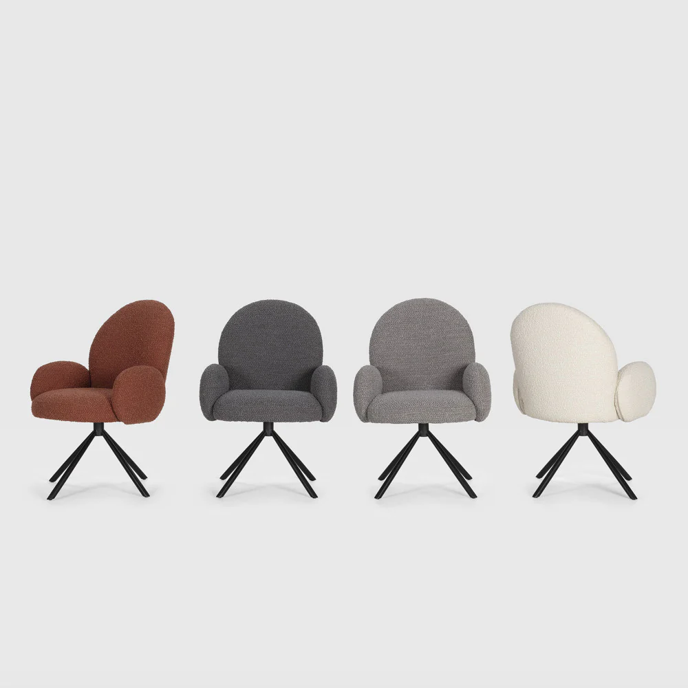 Douro - Chaise De Bureau - Tissu Bouclette & Métal - Écru - Image 7